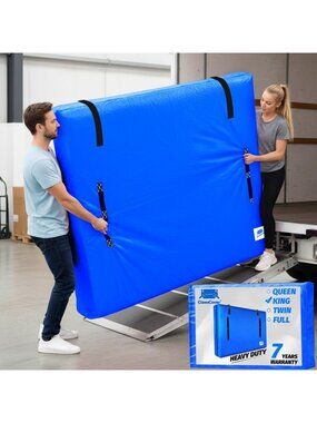 Heavy Duty King Mattress Moving Bag, 10 Mil Thick PE, Adhesive Strap, Waterproof
